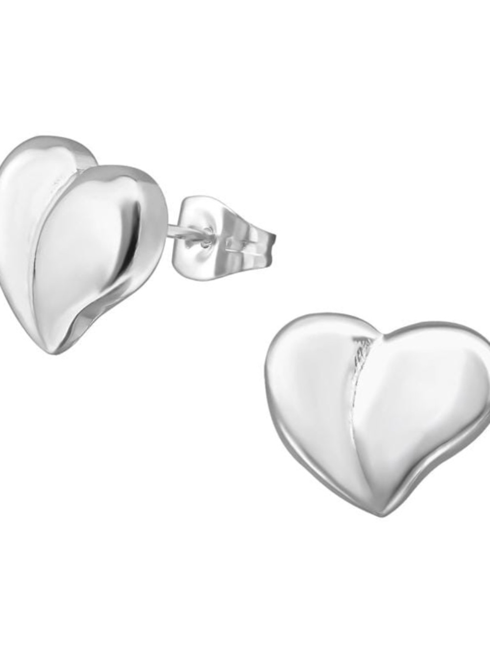Womens Surgical Stainless Steel Silver Heart Stud Earrings